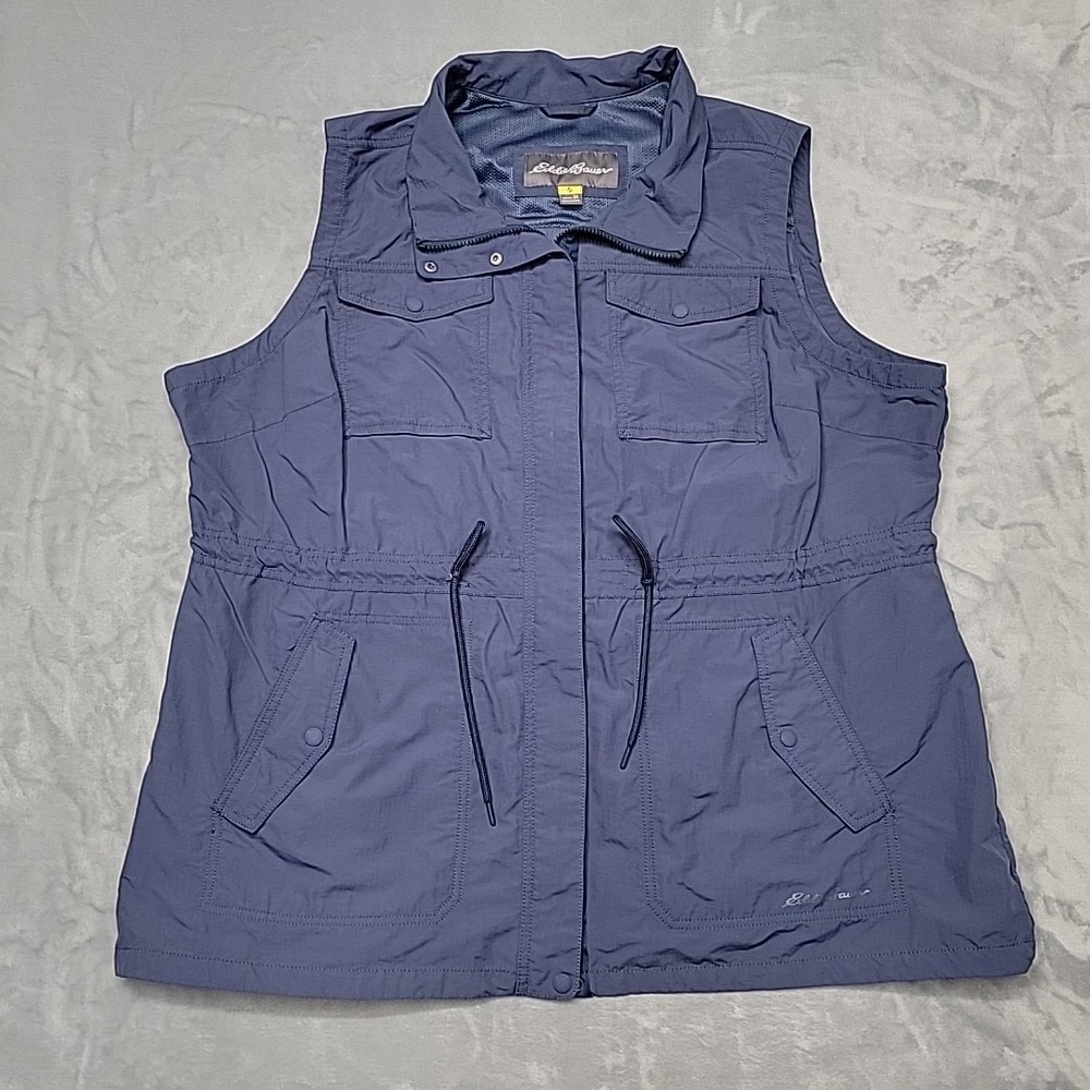 Eddie Bauer Jacket Womens 3X Blue Vest Utility Field Hiking Travel Lightweight